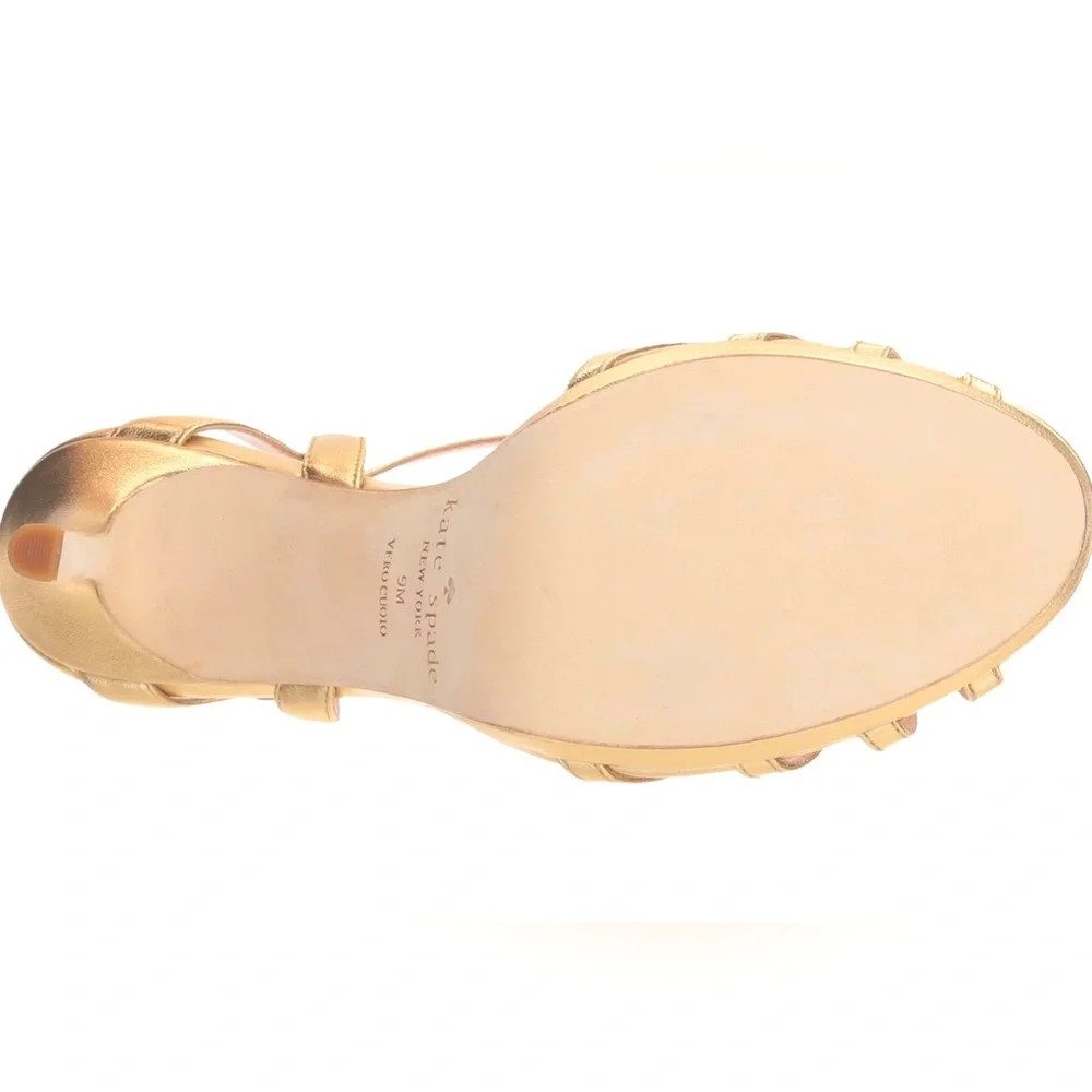 KATE SPADE “Florence” Gold Strappy Heels - Picture 7 of 12